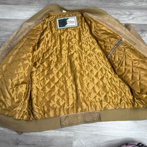 Vintage 90s Distressed Suede Bomber Jacket Grunge Pelle Primo - Picture 9 of 11